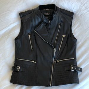 Leather moto vest